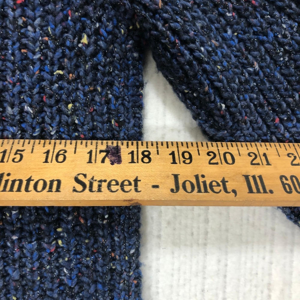 Lucky Brand Blue Space Dye Pointelle Knit Sweater Womens Medium Confetti Fleck - Picture 10 of 10